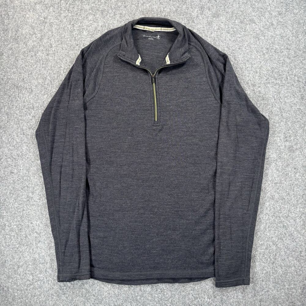 Smartwool Pullover Shirt Quarter Zip Dark Grey Men's Large Merino Base Layer